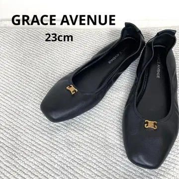GRACE AVENUE 천연 가죽 소프트 플랫 펌프스 블랙