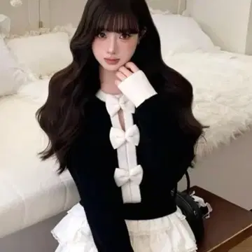 프렌치 걸리시 리본 상의