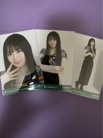 노기자카46 브로마이드 카와사키 사쿠라 스카프 3종 컴프 새상품급