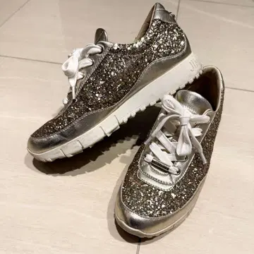 [ 새상품급 ] 지미추 gold 글리터 스니커즈 35