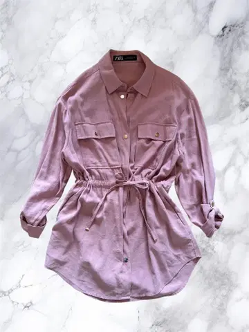 ZARA 핑크 허리 리본 포함 셔츠