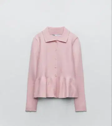 [택 포함 새상품] ZARA 핑크 페플럼 니트 가디건