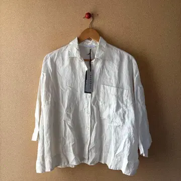 ROSSO 35 블라우스 셔츠 린넨 칠부 소매 화이트