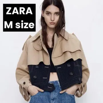 [ 새상품급 ] ZARA 자라 숏 대비 트렌치코트 베이지 절개 M