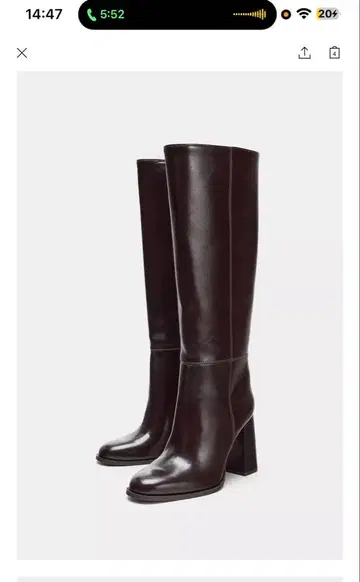 완판템 ZARA 블록 힐 부츠 37c 짙은 갈색