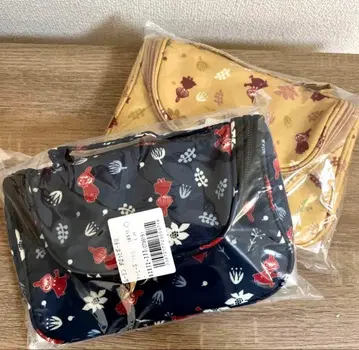 무민 활짝 파우치 리틀 미이 네이비 베이지 2개 세트