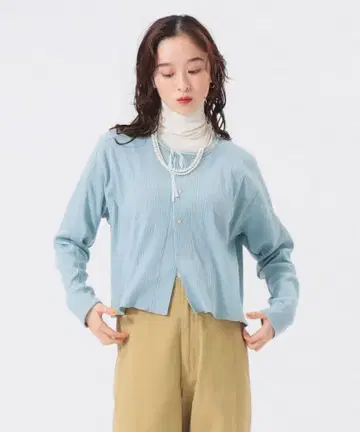 미사용 새상품 BEAMS BOY 헨리넥 레이스 가디건