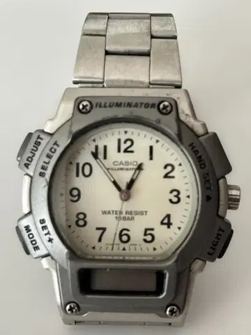 카시오 AQ-150W 아날로그 디지털 손목시계 화이트 다이얼
