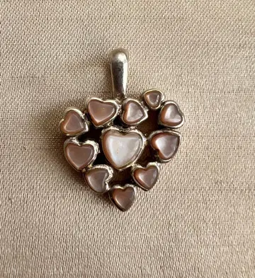 스털링 실버 핑크 쉘 하트 디자인 펜던트 탑
