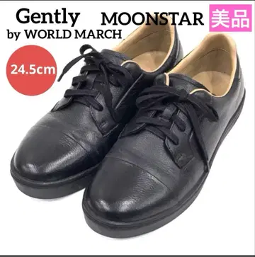 [ 새상품급 ] 문스타 Gently 월드마치 24.5 가죽 신발 블랙