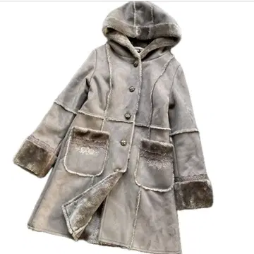 axes femme 무스탕 코트 레이스 자수 장식 버튼