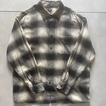 유니클로 플란넬 셔츠 체크 가슴 포켓 XL 블랙 베이지