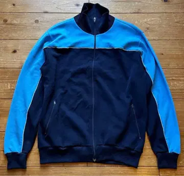 70s 2톤 플로키 프린트 하이넥 트랙 자켓 유로