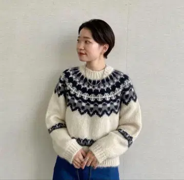 BATONER x BEAMS / 모헤어 노르딕 크루넥 니트