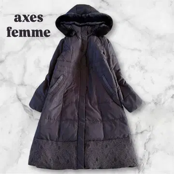 [ 새상품급 ] axes femme 밑단 레이스 롱 다운 코트 블랙