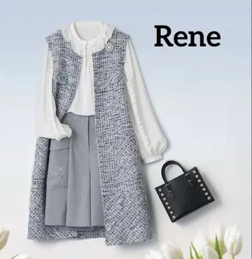 르네 Rene 리본 프릴 블라우스 36 화이트