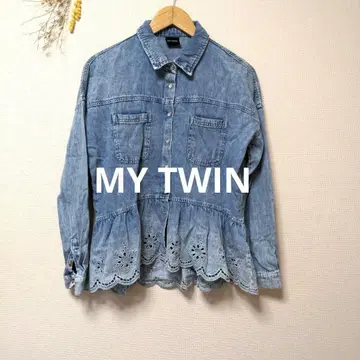 MY TWIN 데님 셔츠 컷워크 레이스 플라워 멋짐