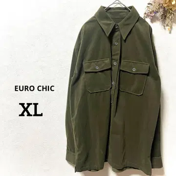 유로 시크 스웨이드 느낌 오버 사이즈 셔츠 자켓 카키 XL