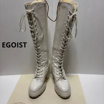 EGOIST 레이스업 롱 부츠 화이트