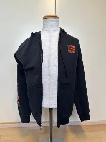 절판 BLKFOX 지퍼 후디 M 사이즈 후드티 블랙 오렌지