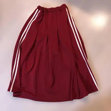 레이빔즈 버건디 빨간색 라인 롱 스커트