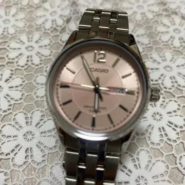 CASIO 핑크 다이얼 스테인리스 시계