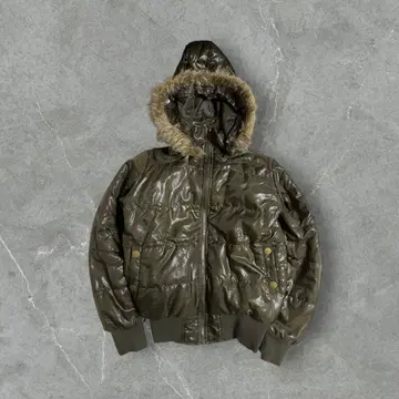 y2k 헤이세이 갸루 퍼 다운 자켓 광택 쇼트 기장