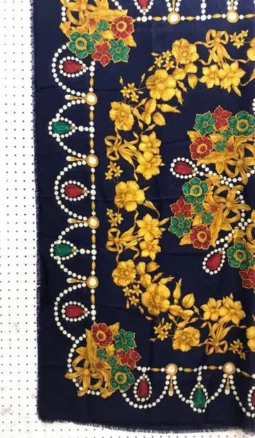 레트로 유로 앤티크풍 구제 의류 잡화 꽃무늬 초 대형 시어 스카프 스톨