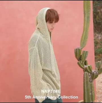NAPTIME 5th 메쉬 니트 파카-라임 그린