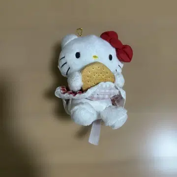 [미사용 새상품] 헬로키티 모리나가 비스킷 마리 콜라보 봉제 인형 키링