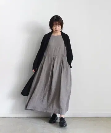 이치 앙티크 누아르 한정판 빈티지 다이 린넨 드레스