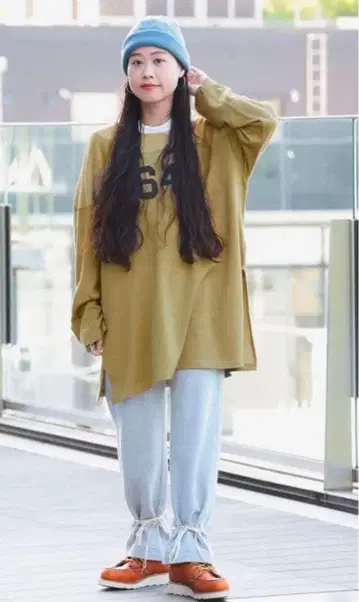 BEAMS BOY 로고 풋볼 롱 슬리브 T셔츠