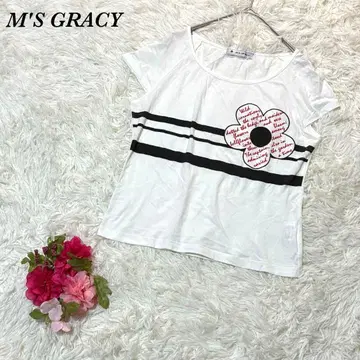 엠즈 그레이시 반팔 T셔츠 40 화이트 계열 캐주얼 걸리시 보더