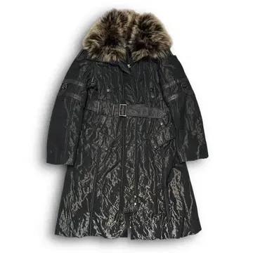 Switching leather shiny half coat