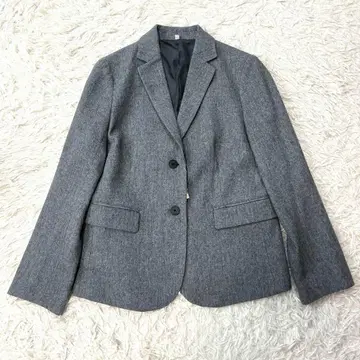 택 포함 미사용품 무인양품 재생 울 혼방 테일러드 자켓 그레이 S