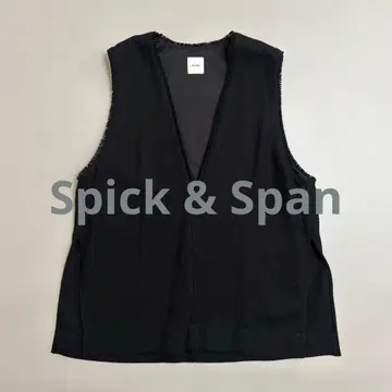 25SS 스픽 앤 스팬 린넨 블렌드 트위드 베스트 V넥 블랙