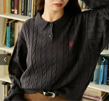 케이블 니트 폴로 풀오버 polo