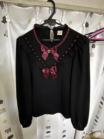 Secret Honey V 요크 프릴 골지 상의