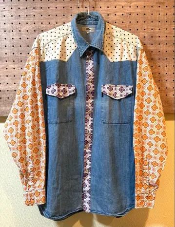 90's BALL 데님 패턴 긴팔 셔츠 switch design 48