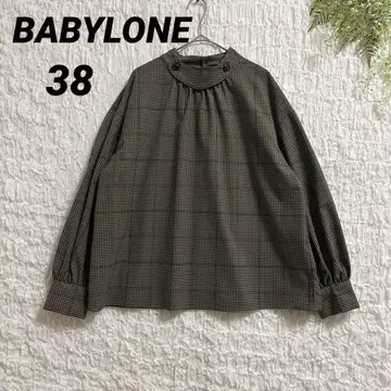 BABYLONE 바빌론 하이넥 체크 블라우스 세탁 가능 스탠드