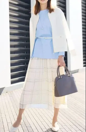 택 포함 새상품 25SS 자유구 SHIHO 착용 플레어 스커트 체크 38