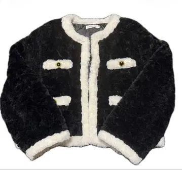 퍼 자켓 복슬복슬 퍼 가디건 블랙 앤 화이트