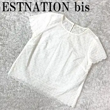 ESTNATION bis 반팔 블라우스 올 패턴 화이트 36 B792