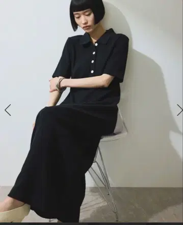 [ WEB 한정판 ] 하프 슬리브 폴로 셔츠 원피스 블랙