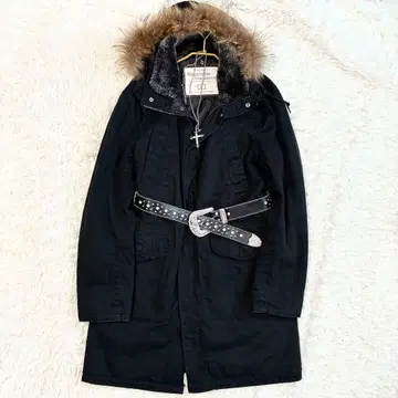 00s y2k Roushatte 기믹 모즈 코트 퍼 후드 L