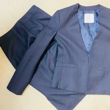 ESTNATION 다크 블루 스트라이프 비즈니스 정장 상하의 세트
