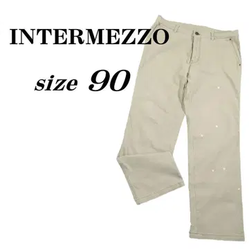 [ 레트로 구제 의류 ] 인텔메쪼 캐주얼 팬츠 초와이드 라이트 베이지 L