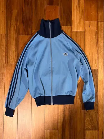 80s adidas 집업 저지 스카이블루