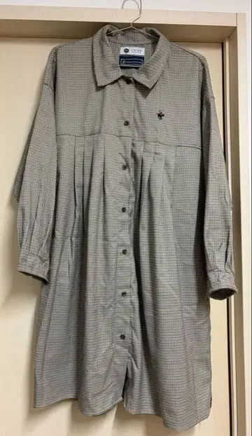 폴로 체크 무늬 긴팔 셔츠 원피스