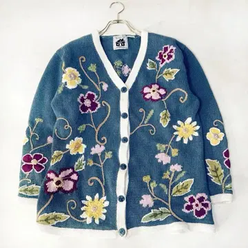 90s 빈티지 꽃무늬 자수 가디건 Storybook Knits